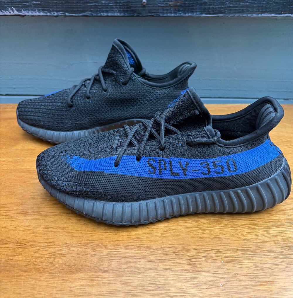 adidas Yeezy Boost 350 V2 Dazzling Blue Black Blue Sneakers Boys Youth Size 5
